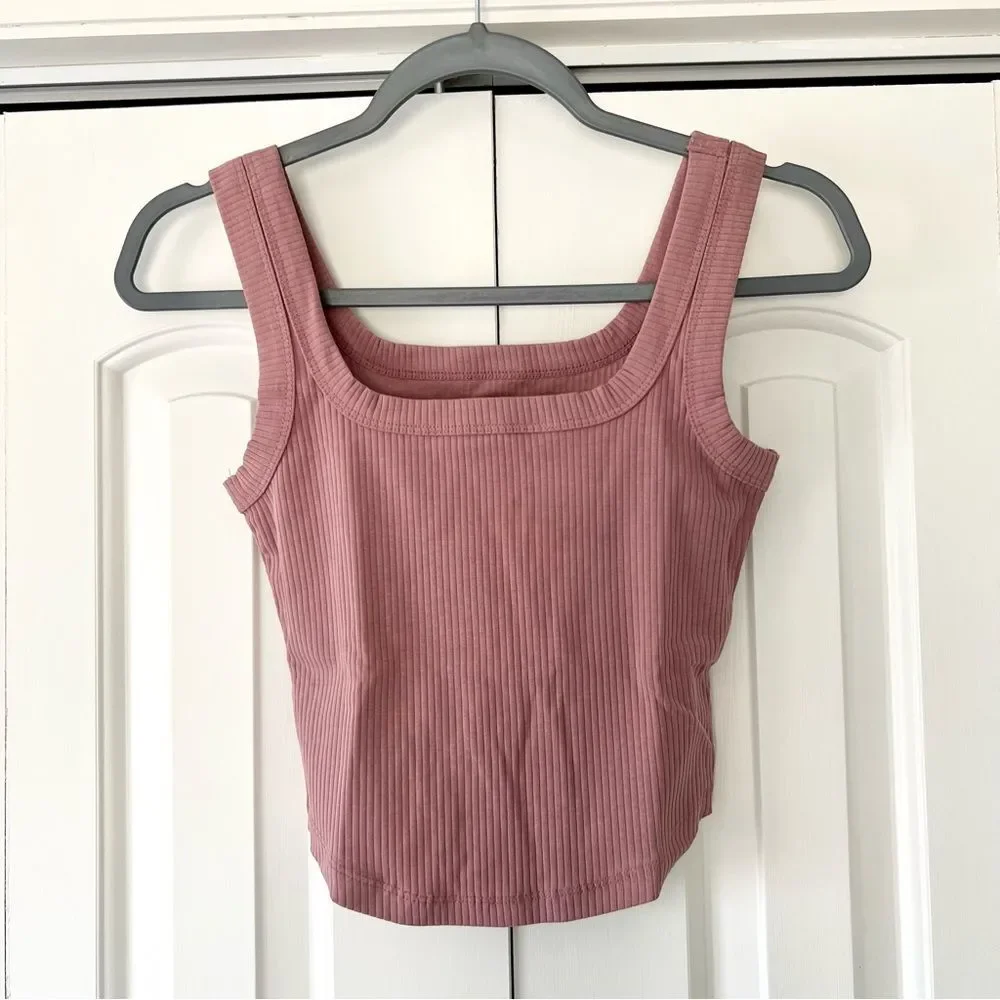 NWT Madewell The Tailored Crop Tank in Sleekhold in Pink - Picture 6 of 9